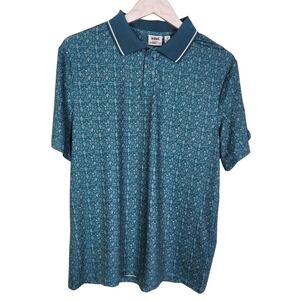 FORAY GOLF Polo Shirt Small Blue Intel Desert Cactus Graphic Performance Top